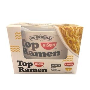 Nissin Top Ramen Bowl Set with Chopsticks and Spoon NEW IN BOX